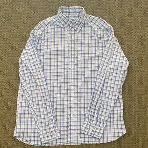 Vineyard Vines Performance Classic Fit Whale Blue and White Plaid Shirt
